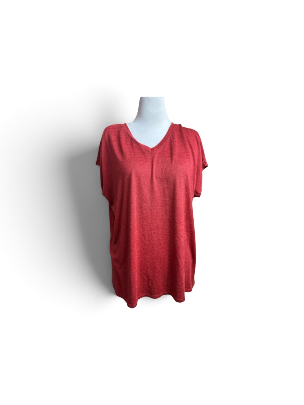 Orvis Coral-Red V-Neck Short Sleeve Top size XXL